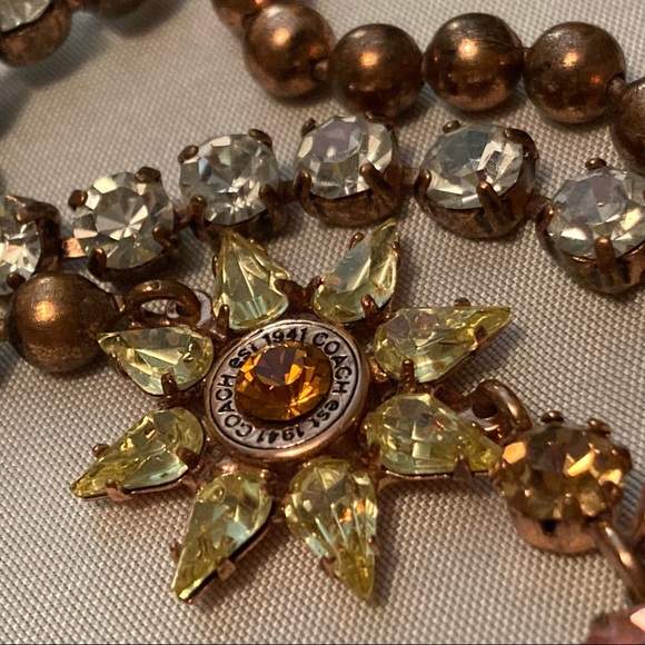 COACH Poppy Swarovski Crystal Flower 3 Strand Necklace 94584 - Picture 10 of 16